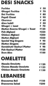 The Calcutta Street Food menu 1