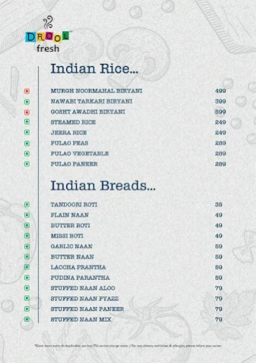 Drool Fresh Bakehouse and Cafe menu 