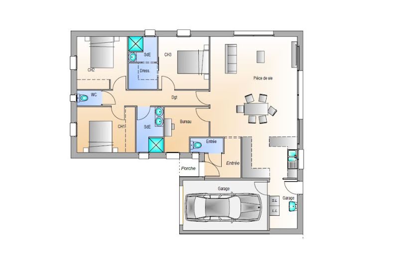  Vente Terrain + Maison - Terrain : 710m² - Maison : 107m² à Château-Guibert (85320) 