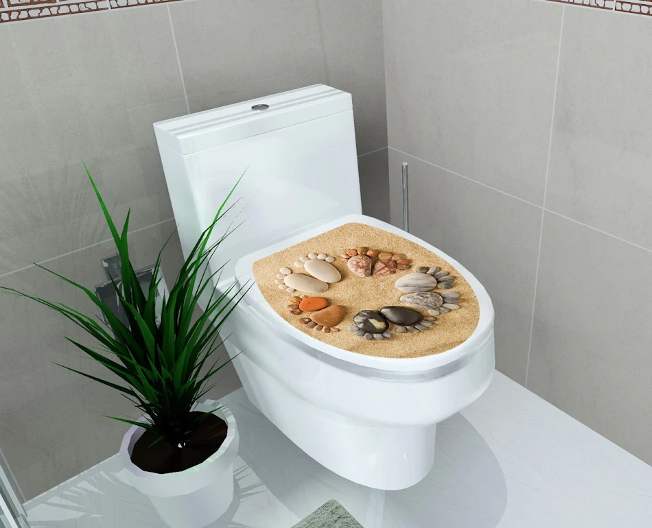 Creative Toilet Stickers Nordic Style Flamingo Pebbles Home Bathroom Decor Enhance your bathroom with these stylish and 