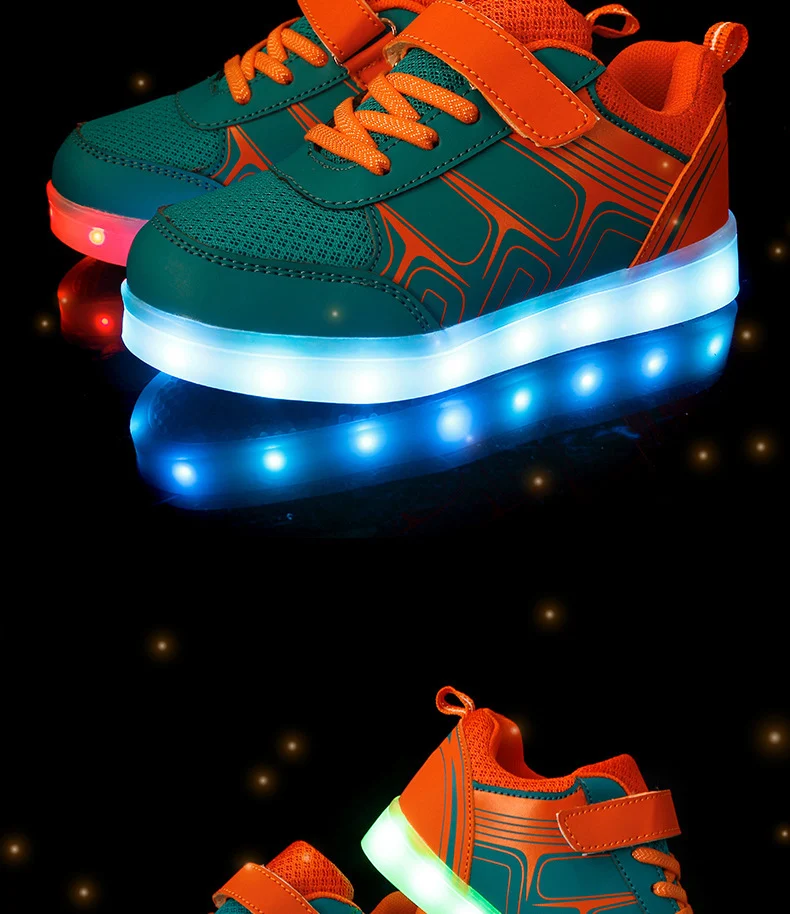 Chaussures Lumineuses Enfants USB Recharge Filles LED Mesh Flash Garçons Baskets Respirantes Avec Lumières Moyennes et Grandes pour Jouer.