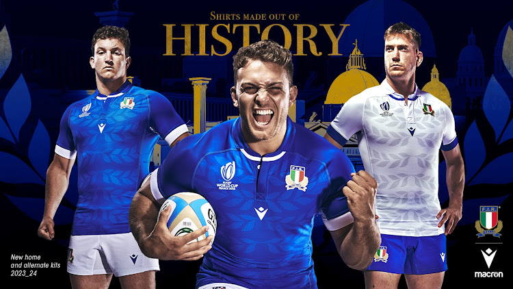 Italy's main blue and alternate jerseys.