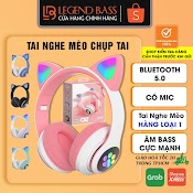 Tai Nghe Mèo Chụp Tai Bluetooth Led Rgb Siêu Dễ Thương | Headphone Tai Mèo Cute Có Mic Âm Bass Mạnh Mẽ