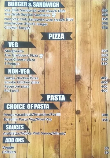 The Grub Cafe menu 