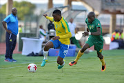 Motjeka Madisha of Sundowns and Lerato Lamola of Arrows during the Nedbank Cup, Last 16 match between Mamelodi Sundowns and Golden Arrows at Lucas Moripe Stadium on April 08, 2017 in Pretoria, South Africa.