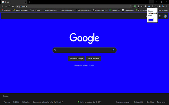 Change Background Color chrome extension