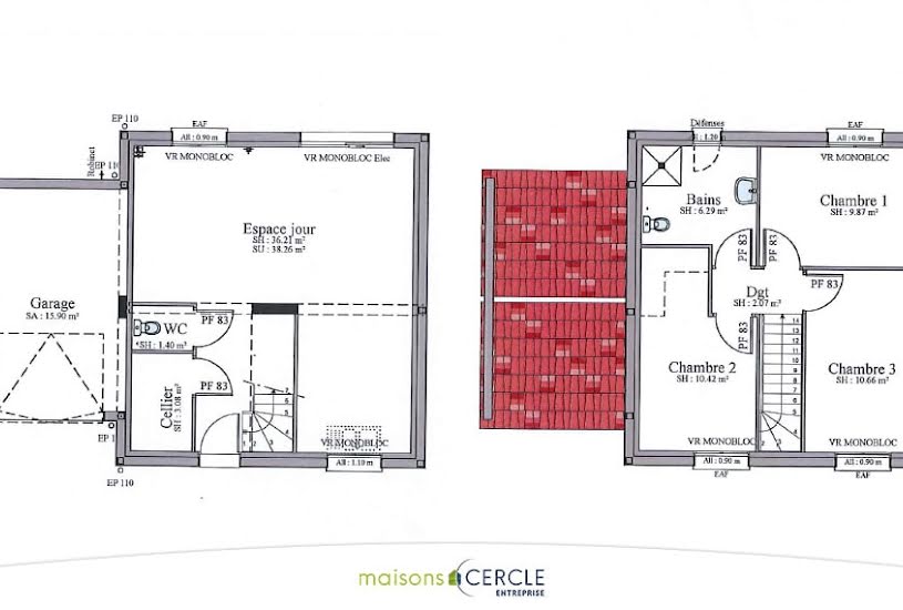  Vente Terrain + Maison - Terrain : 615m² - Maison : 93m² à Chaneins (01990) 