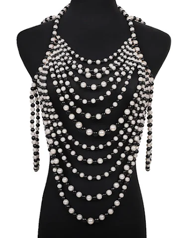 Retro meerlaagse parel body chain. - 1