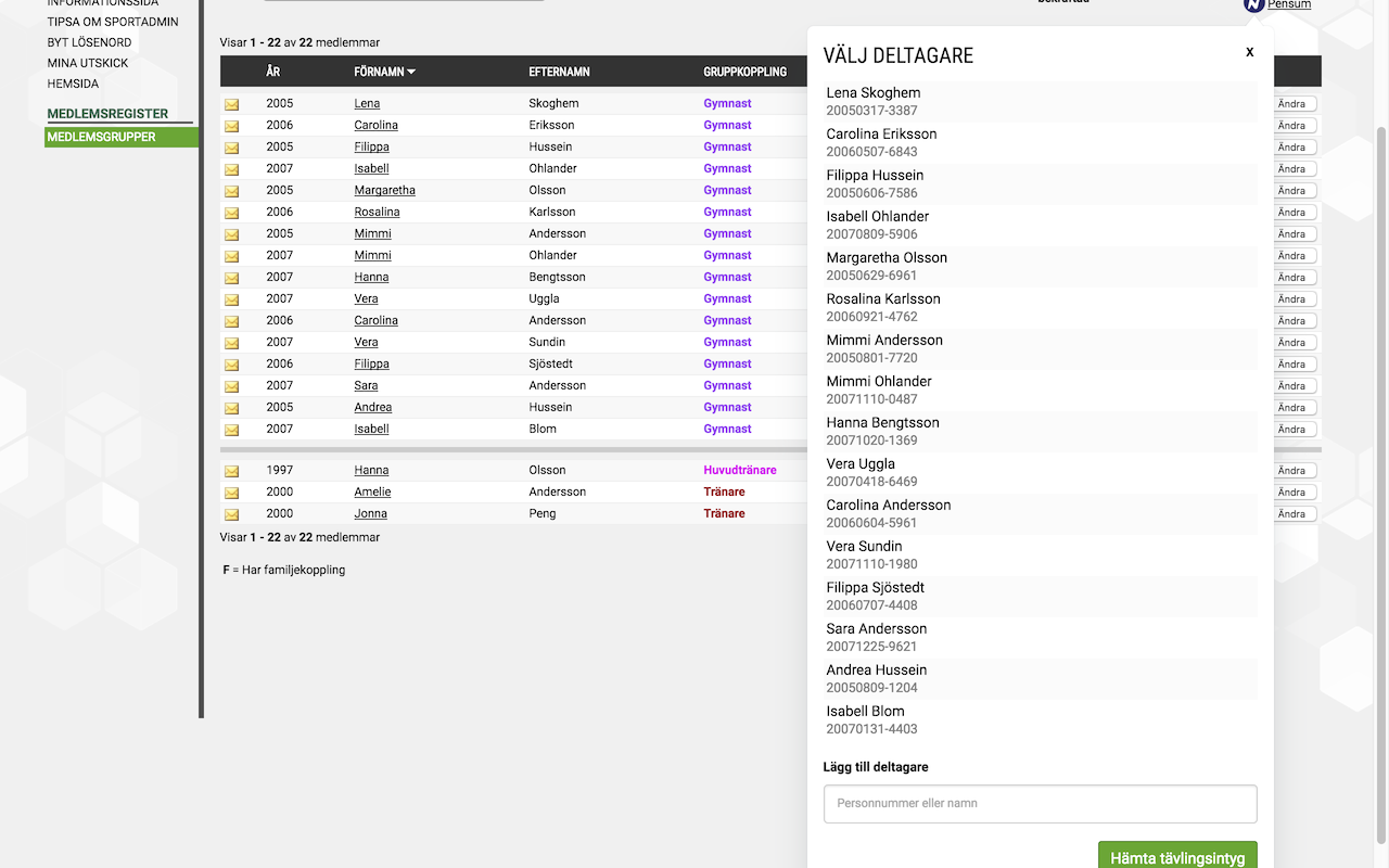 SportAdmin Pensum Export Preview image 3