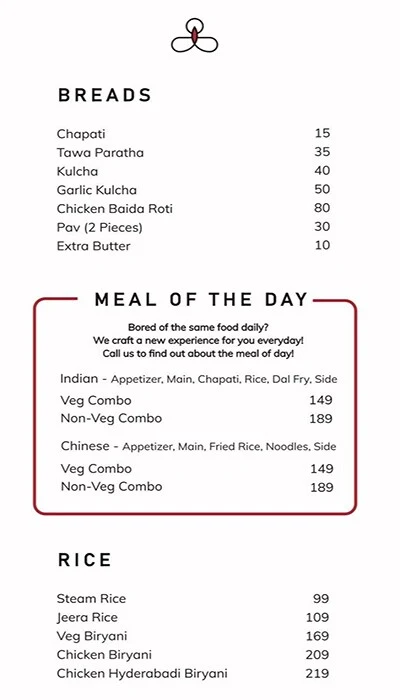 Namaste menu 