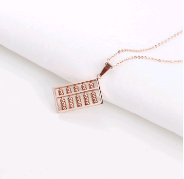 Personality creative titanium steel lucky abacus necklace female plated 18K rose gold clavicle chain delicate short chai