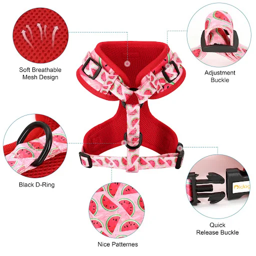 Adjustable Nylon Mesh French Bulldog Harness Leash Set Cute Printed Puppy Cat Harness Vest Leash For Small Medium Dogs P