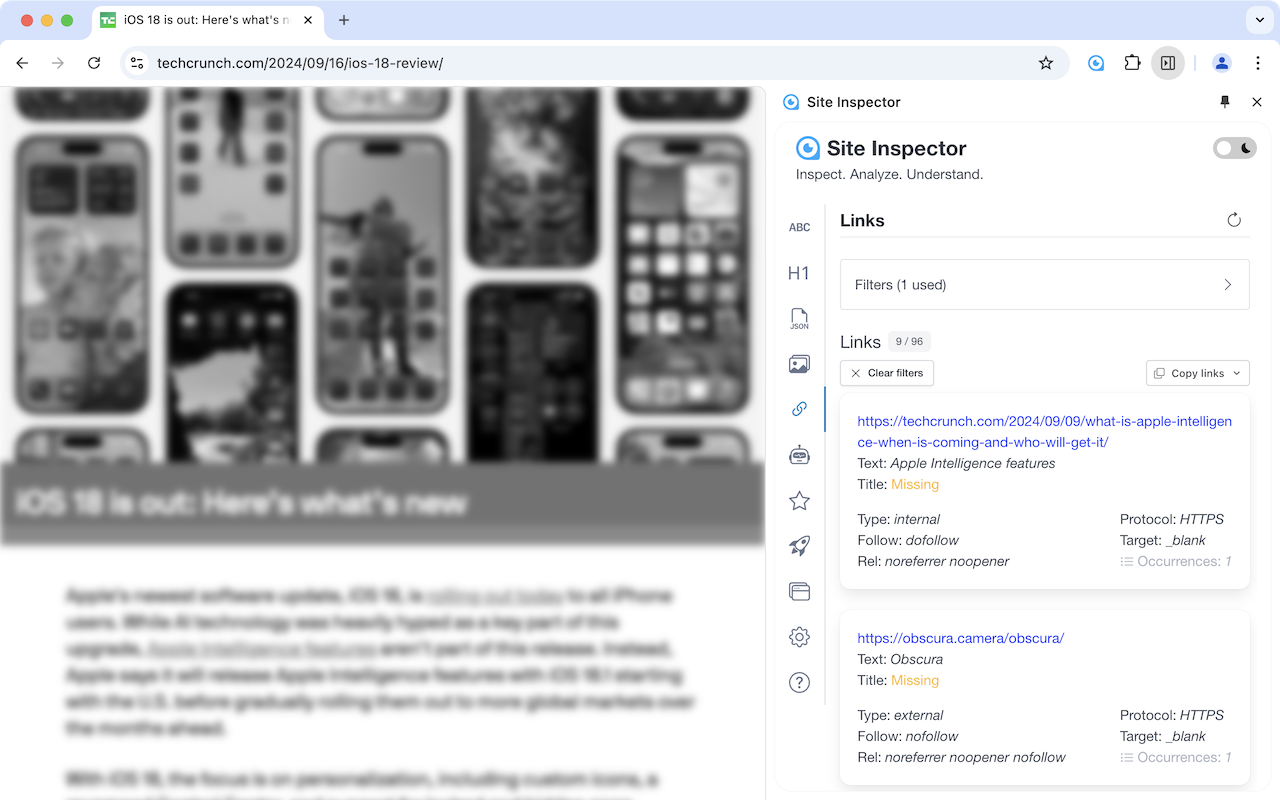 Site Inspector Chrome Extension Image 5