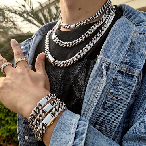 Title 2, Flip Buckle Stainless Steel Necklace Hip Hop Fa...