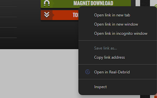 Open magnet links in Real-Debrid Preview 1