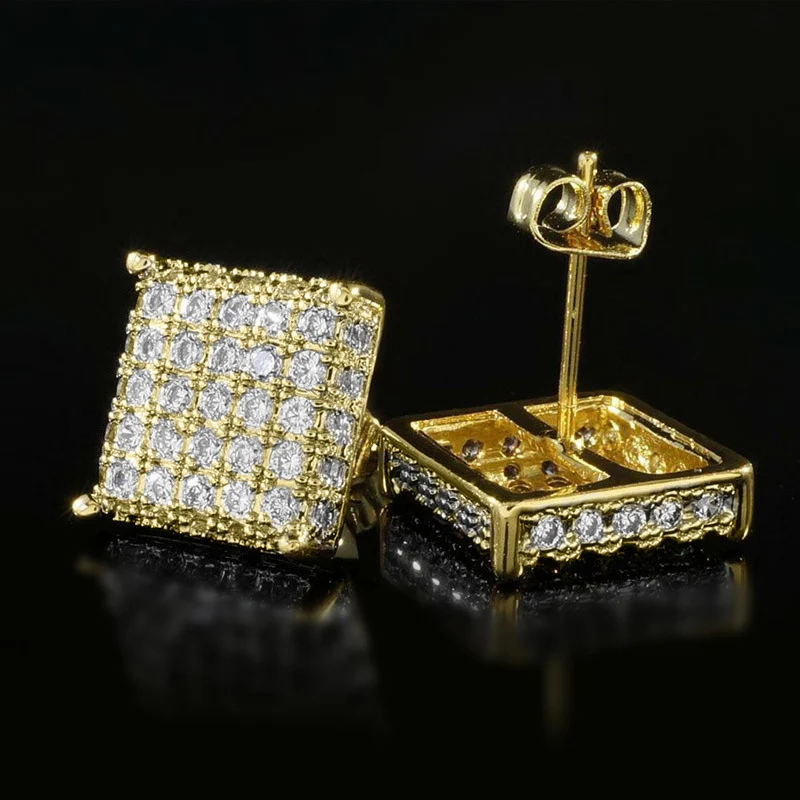 Title 4, Boucles doreilles clous carrées en zircon micr...