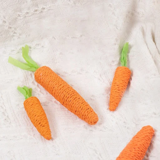 Carrot Pet Cat Toy Paper Rope Chew Toy Built-in Bell Small Animals Cute Pet Toy Kitten Bite Resistant Toy Pet Supplies