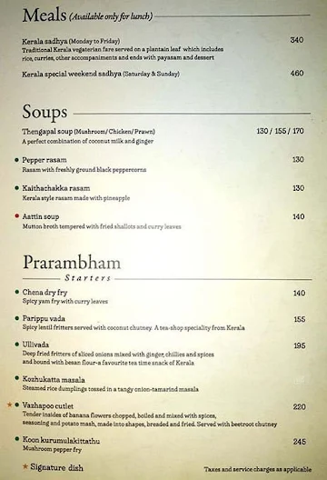 Kuttanadan Mess menu 