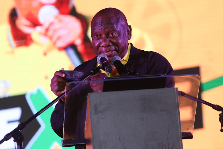 President Cyril Ramaphosa during the ANC election manifesto launch on Monday night.