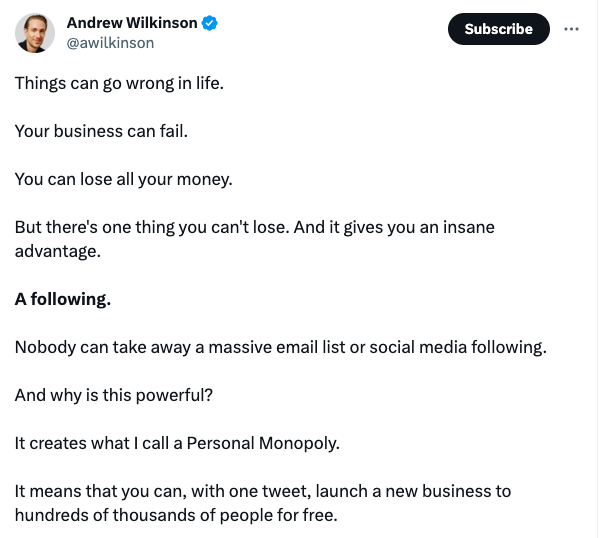 Andrew Wilkinson Tweet