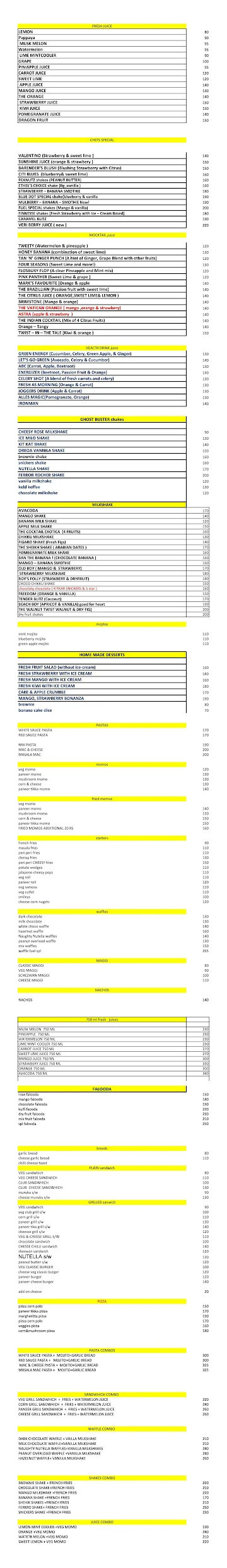 Fuel Juice & Pasta Bar menu 