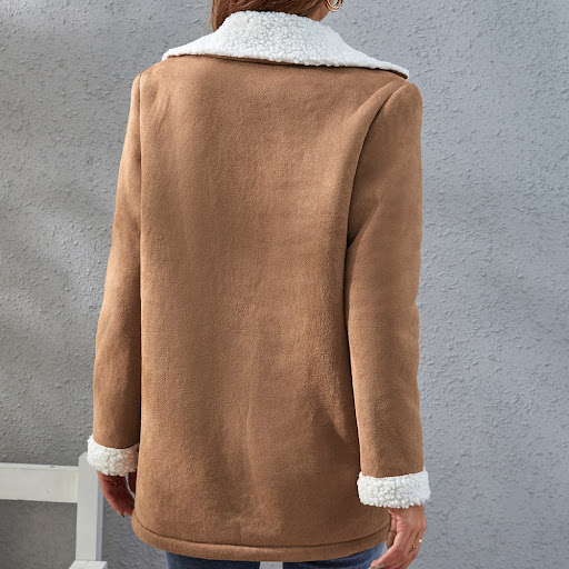 Title 5, Womens Faux Lamb Plush Coat Stitching Suit Com...