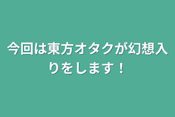 今回は東方オタクが幻想入りをします！