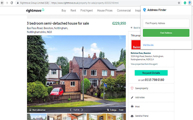 Rightmove Property Address Finder chrome extension