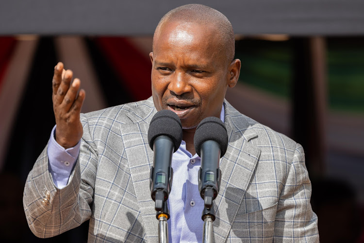 Interior Cabinet Secretary Kithure Kindiki speaking in Kambu Town, Makueni County on March 11, 2024.