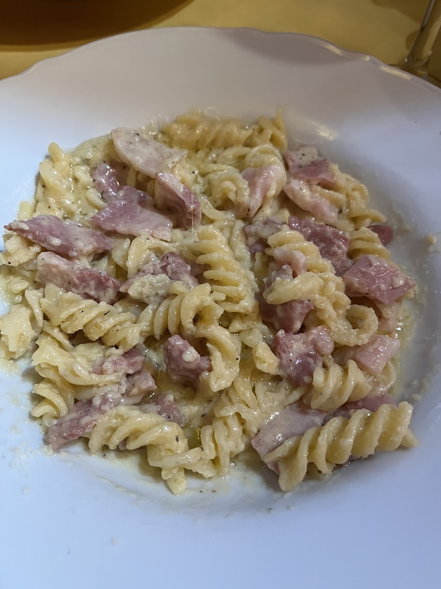 GF pasta carbonara