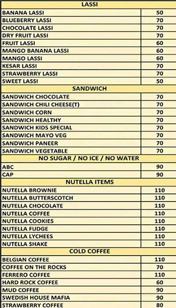 Lassi Shop menu 