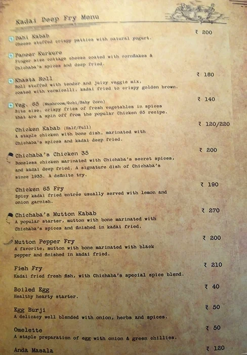 Chichabas Taj menu 