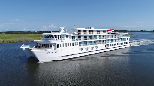 Launched in summer 2023, the 109-passenger American Eagle is one of American Cruise Lines' new “go anywhere” ships called Coastal Cats.
