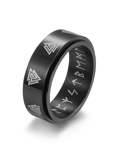 Nordic Viking Text Rotating Stainle - 0