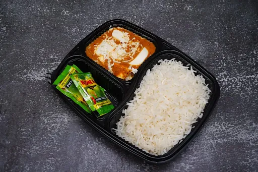 Paneer Lababdar With Basmati Rice And Mixed Pickle