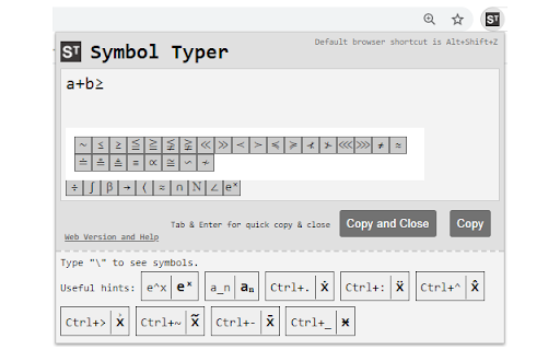 Symbol Typer - Write Math and Symbols Easily