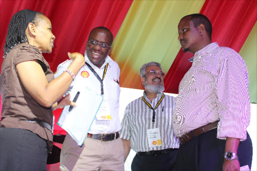 IT MAKES THEM UNSTABLE: Petroleum Institute of East Africa GM Wanjiku Manyara, Vivo Energy MD Polycarp Igathe, Kenya International Fright Warehousing Association chairman Auni Bhaiji and Mombasa Trade executive Mohammed Abdi at the Sarova Whitesands Beach Resort and Spa, Mombasa, on Thursday. Photo/ANDREW KASUKU