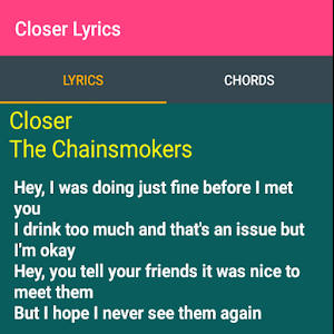 Download Closer Lyrics For PC Windows and Mac