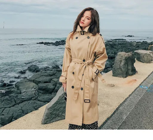 Title 19, Stylish slim autumn over-the-knee coat offers w...