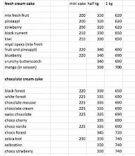 Special Moment Cakes menu 1