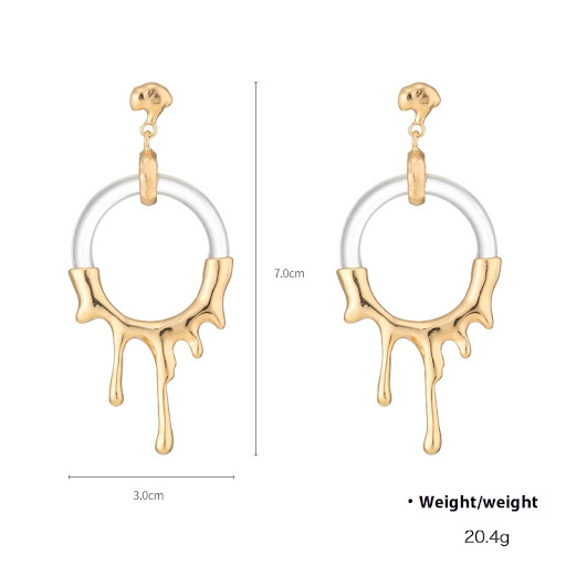 Title 1, Liquid Metal Resin Stud Earrings Female Irregul...