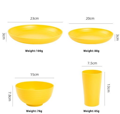 Title 8, Creative Wheat Straw Plate and Bowl Cup Set for...
