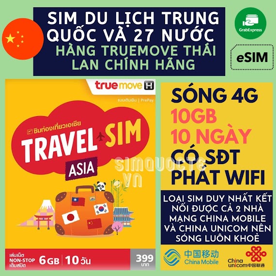 Sim Du Lịch Trung Quốc Hongkong Macao 6Gb 10 Ngày Dtac Go Inter Và Truemove Travel Asia