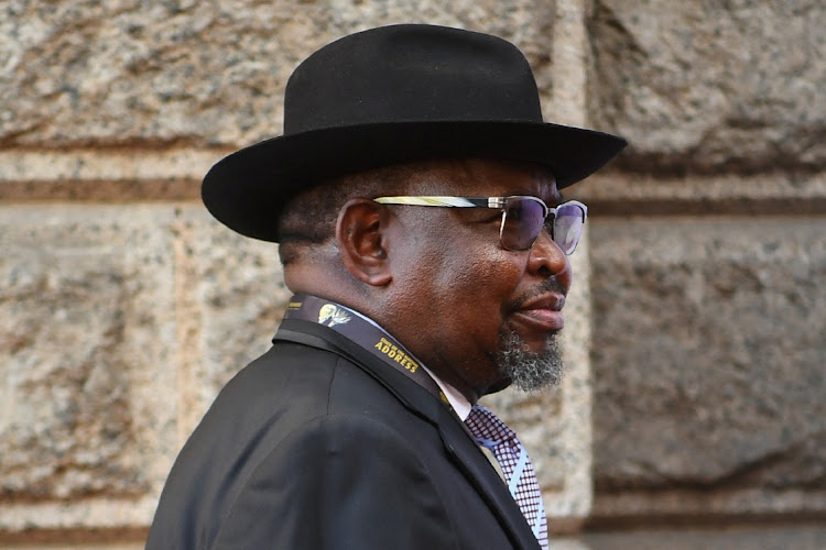 Minister of finance Enoch Godongwana arrives ahead of the Sona by President Cyril Ramaphosa at the Cape Town City Hall on February 8 2024.