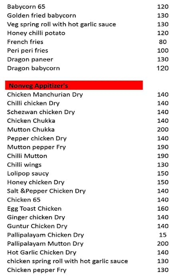 Raha Multicuisine Restaurant menu 