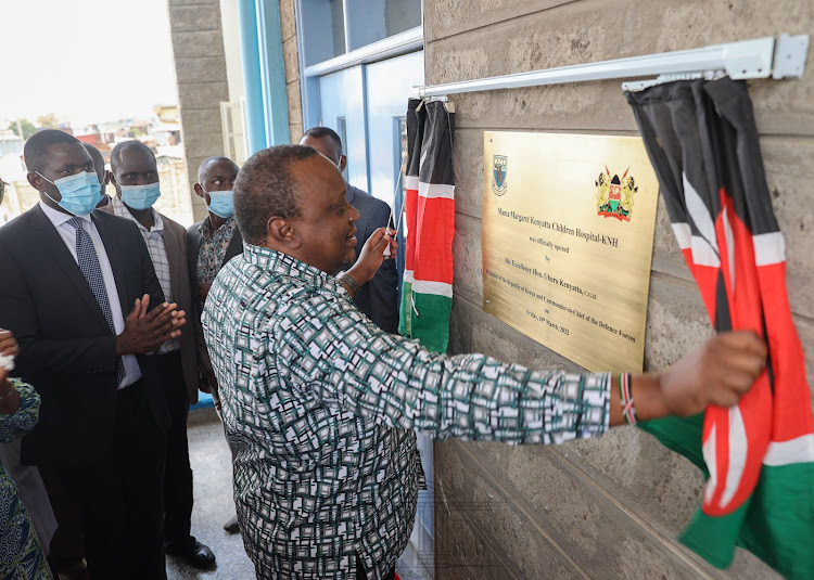 President Uhuru Kenyatta during the opening of Mama Margaret Kenyatta Children Hospital in Nairobi’s Korogocho informal settlement today, on Friday 18, 2022.