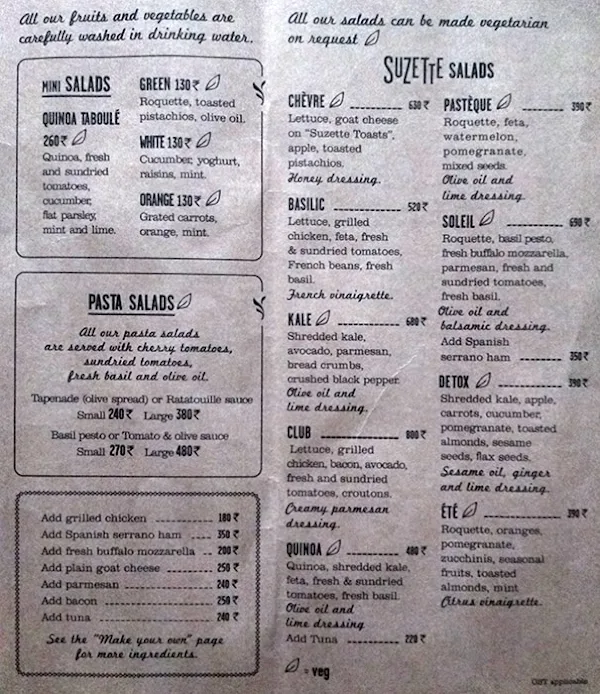 Suzette Creperie & Cafe menu 
