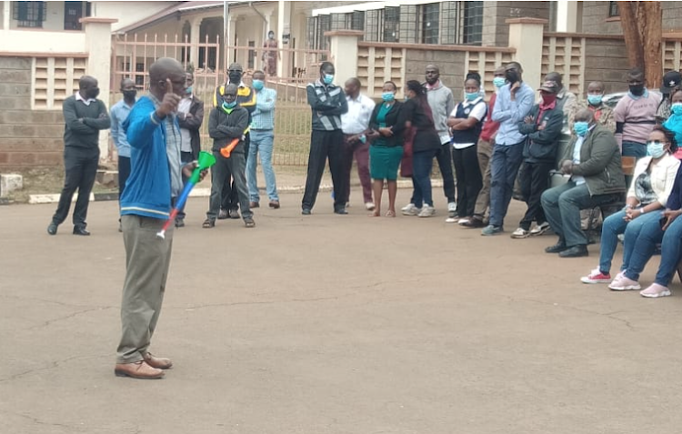 A lecturer addressing Multimedia University staff at the institution during a strike held on Wednesday September 15