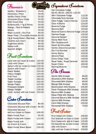 Camille's Ice Cream menu 1