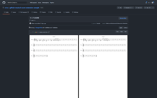 GitHub Musical Score Extension